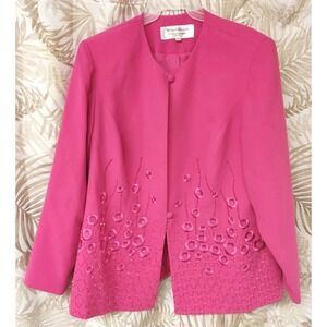 Maxie‎ Klein Collection's Womens Pink Jacket Beaded Embroidery Shoulder Pads 18W
